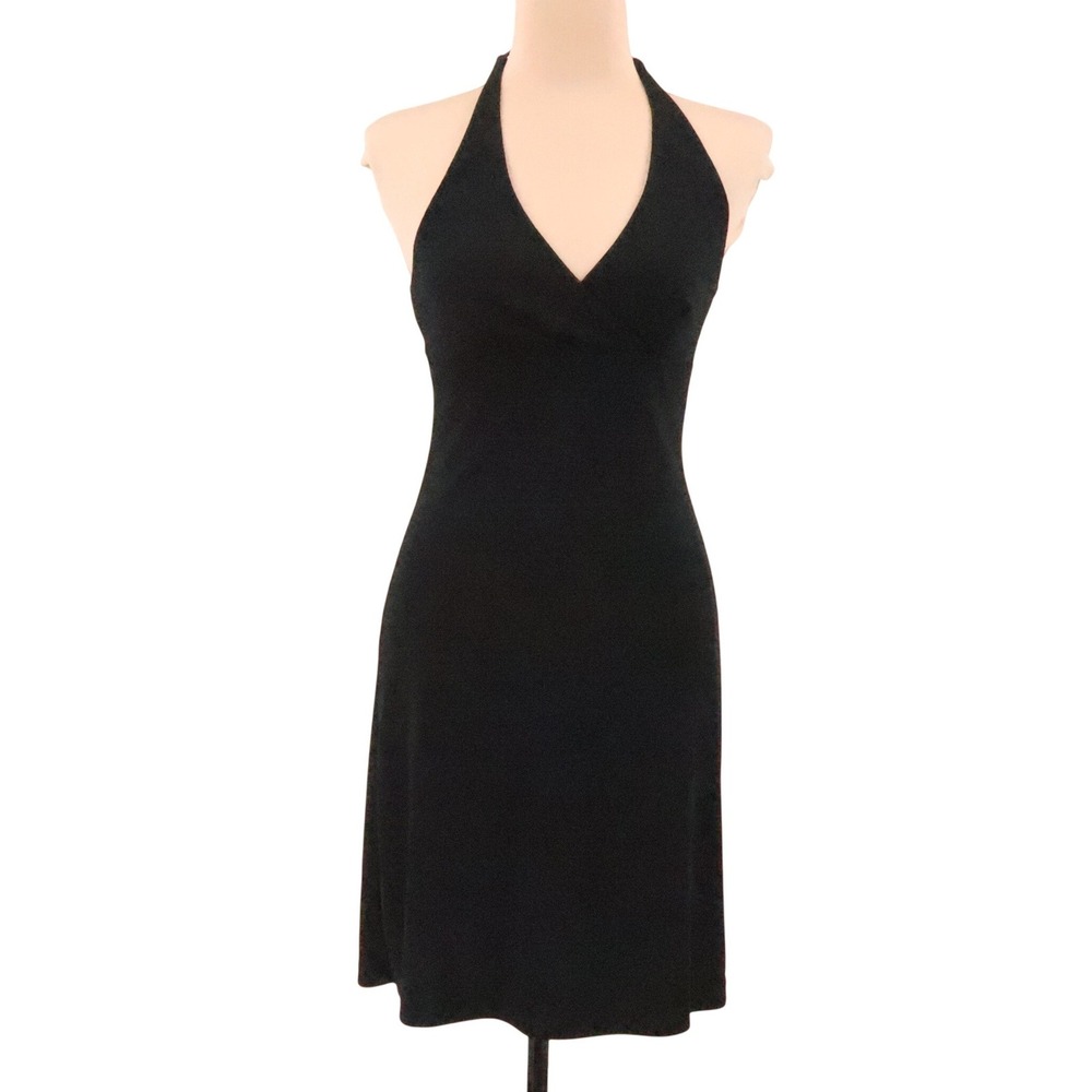City Triangles Vintage Y2K Halter Dress Womens Size M Black LBD Party Club